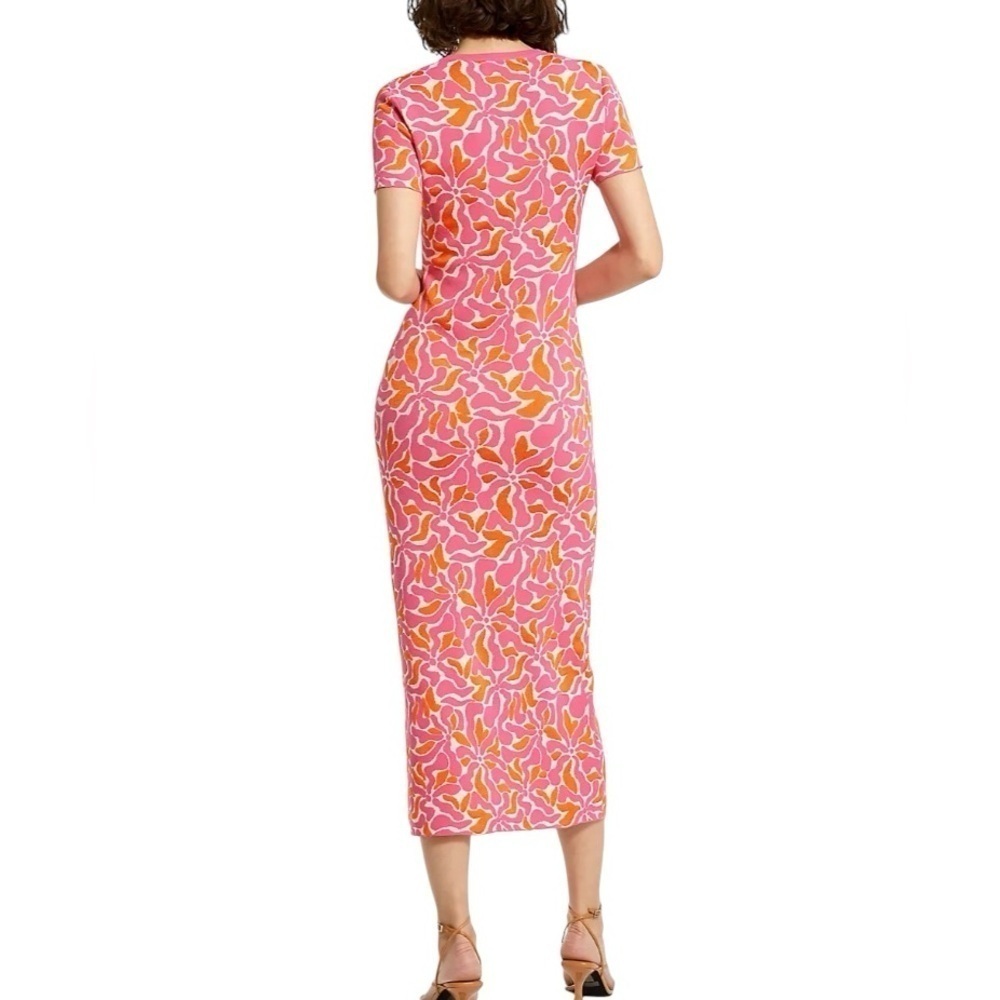 Mac Duggal Floral Scoopneck Knit Midi-Dress NWT | Sz M - Picture 4 of 5